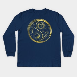 Yin Yang Sun and Moon Kids Long Sleeve T-Shirt